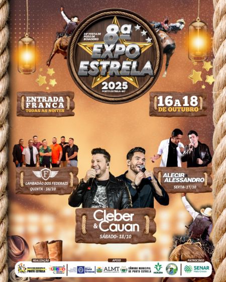 Veja a programação de shows da 8ª EXPOESTRELA e 24ª Festa do Peão!