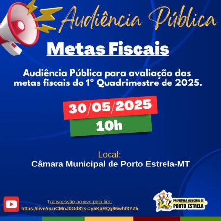 Participe da Audiência Pública de Prestação de Contas do 1º Quadrimestre de 2025
