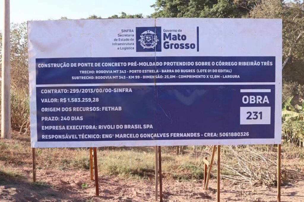 Obras da ponte do córrego ribeirão